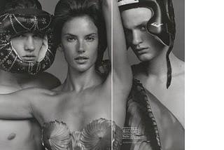 OUTRIGHT.. Vogue Russia May 2010 by Alasdair McLellan with Alessandra Ambrosio, Simon Nessman and Oskar Tranum