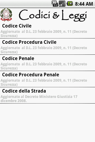 Codici e Leggi Italiane: disponibile il programma per Android