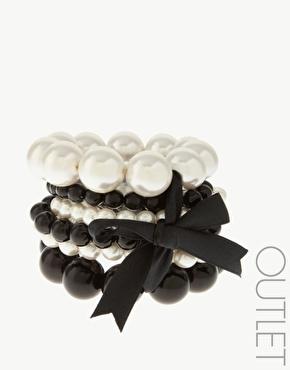 Image 1 of Adele Marie 6 Row Elasticated Faux Pearl Bracelet