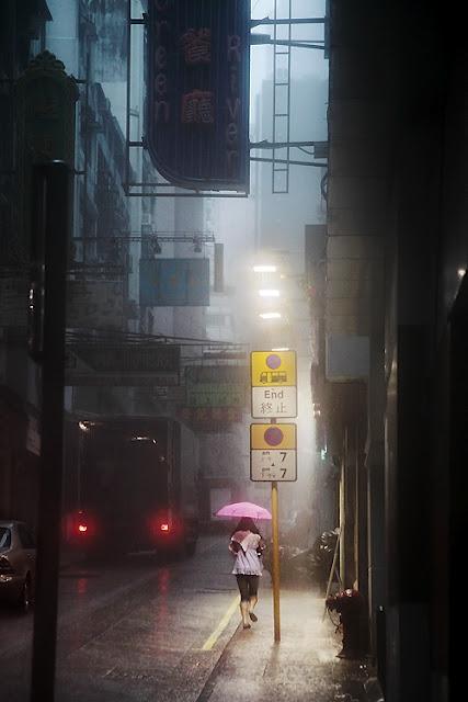 Hong Kong in the Rain by Christophe Jacrot