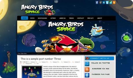 Download Scarica Gratis Angry Birds Space Template per Blogger