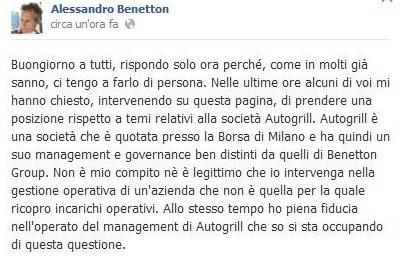 La risposta di Alessandro Benetton contro i licenziamenti Autogrill