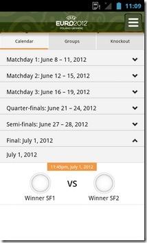 UEFA Euro 2012 Android Calendar Applicazione Ufficiale Euro 2012 per Android