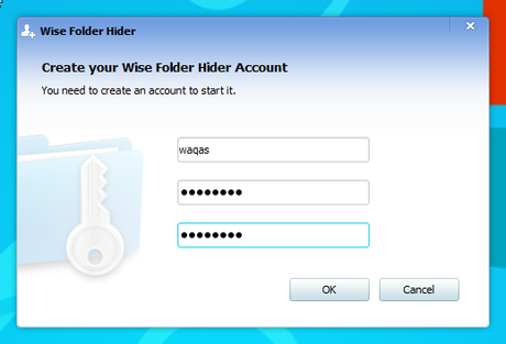 Account Creation Wise Folder Hider, nascondere i file su Windows