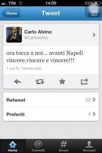 FOTO-Alvino su Twitter: ” Napoli ora tocca a te. Vincere, vincere e…..”