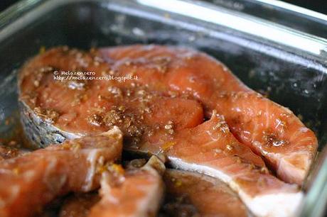 bistecche di salmone marinato