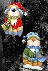 frosty furry friends ornament-set of 2