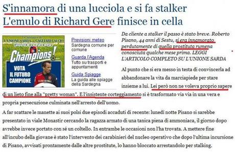 stalking Per i giornali lo “stalking” è amore