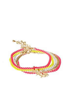 Immagine 1 di ASOS - Confezione di cinque braccialetti fluo a catenella con ciondolo