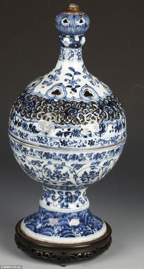 History: Bidding for the 15th-century vase began at just £5,000, but the price shot up into the hundreds of thousands of pounds. Experts believe that, without the damage, it could have could have sold for millions