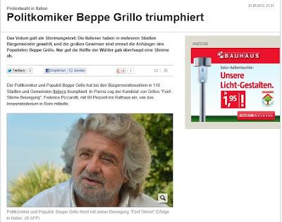 Beppe Grillo: il successo del M5S sulla stampa internazionale!