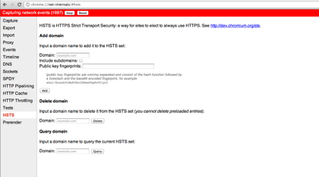 La schermata di HSTS visualizzata su Google Chrome