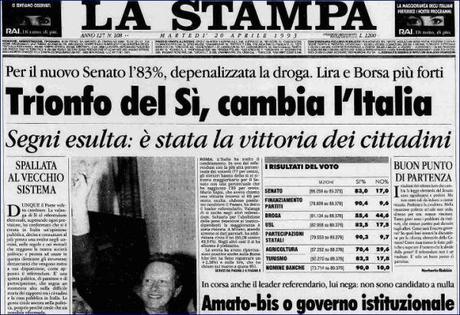 Gli Anni neri della Repubblica: l’omicidio di Falcone, l’uscita di scena di Craxi, i Referendum del ’93