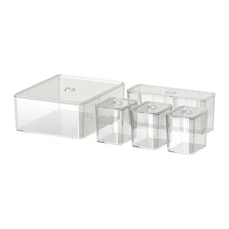 GODMORGON Set di 5 scatole con coperchio IKEA Lavabile in lavastoviglie.