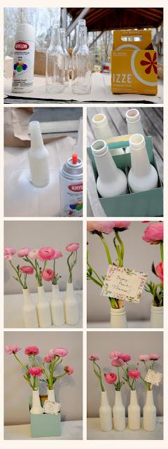 DIY: bottiglie di vetro come vasi di fiori