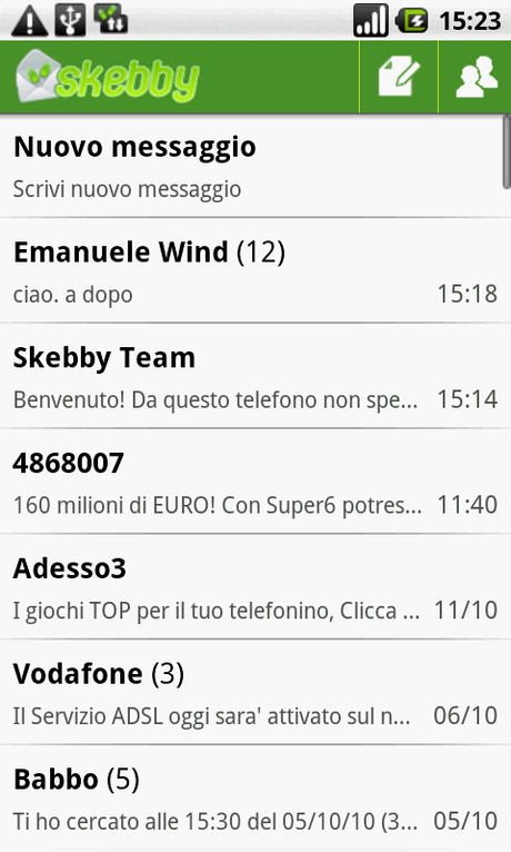Inviare SMS Gratis da Android: Skebby 2.2 Inviare SMS Gratis da Android: Skebby 2.2