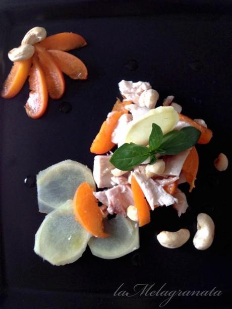 IMG_2903 Insalata di pollo, con albicocche, anacardi e zenzero
