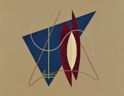 César Domela, Ohne Titel, 1952, olio e tempera su carta, cm 50x65,8, collezione privata, courtesy Galleria Martini & Ronchetti, Genova