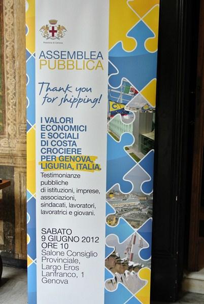 Costa Crociere: Pier Luigi Foschi all’assemblea pubblica “Thank you for shipping!” della Provincia di Genova.  Open Day a Palazzo Costa per conoscere le professioni del mare.