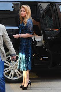 Madonna in Dolce & Gabbana in Leopard Blue Dress