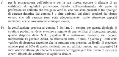 Disposizioni della Regione per la rapida ripresa dell'attività economica dopo terremoto in Emilia