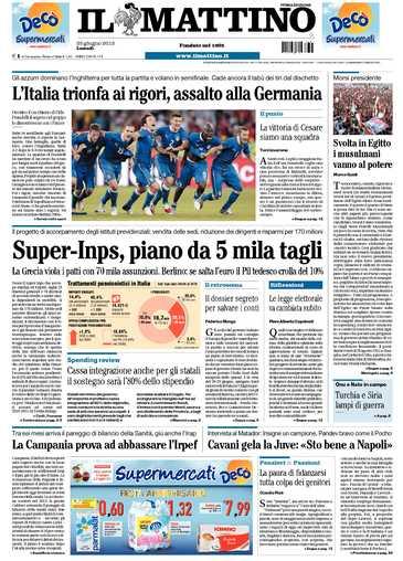 Italia in semifinale: prime pagine giornali italiani e inglesi