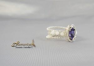 Wire wrapping: silver plated ring.