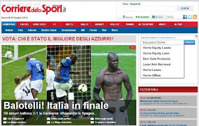 Italia in finale: la notizia sui siti italiani e tedeschi