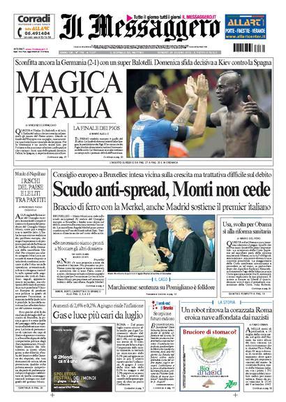 Italia in finale: prime pagine giornali italiani e tedeschi