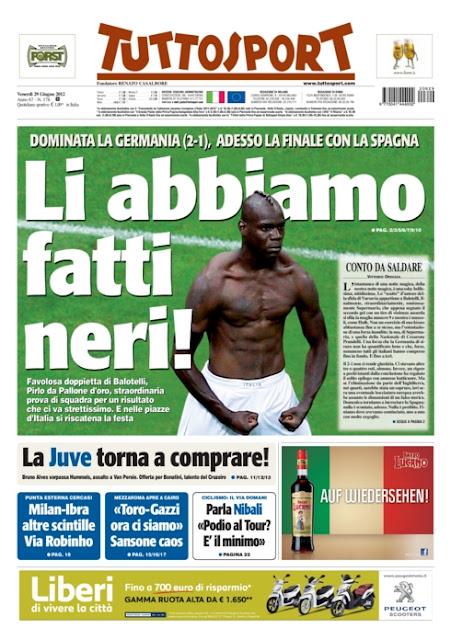 Italia in finale: prime pagine giornali italiani e tedeschi