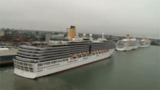 Aerial view of the P&O; Cruises fleet on Grand Event day