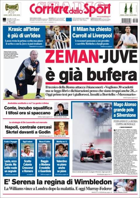 Prime pagine giornali: domenica 8 luglio 2012