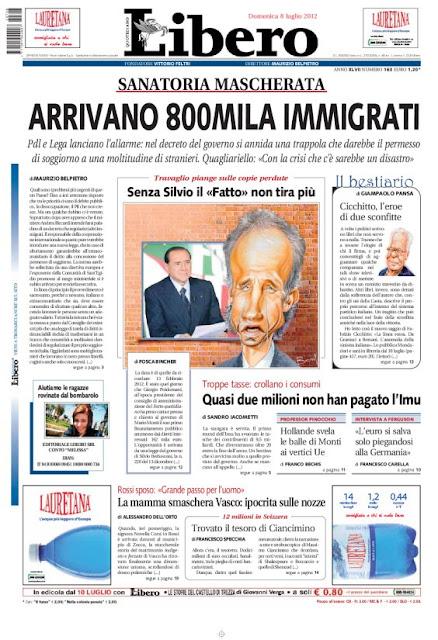 Prime pagine giornali: domenica 8 luglio 2012