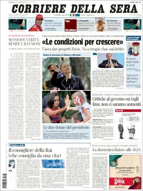 Prime pagine giornali: domenica 8 luglio 2012