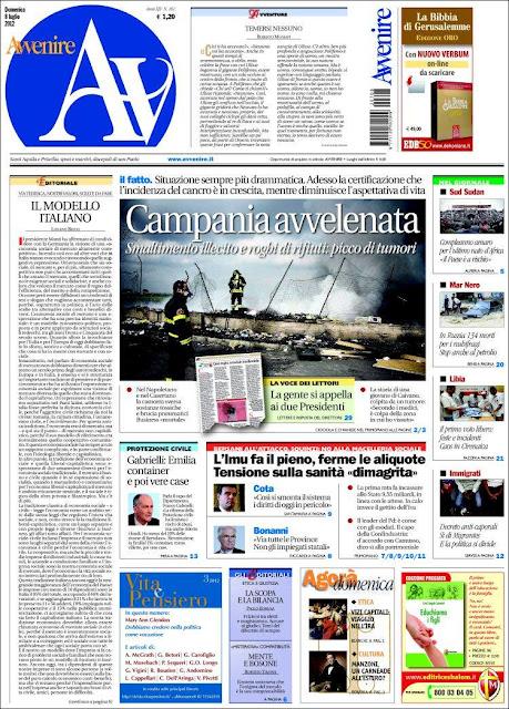 Prime pagine giornali: domenica 8 luglio 2012