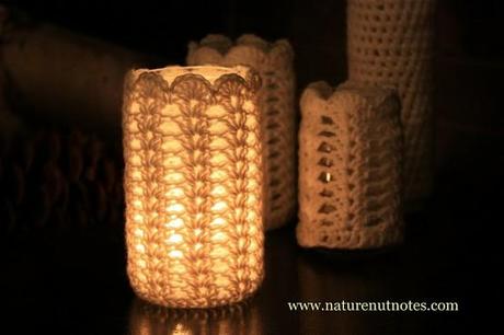 Lantenina lavorata ad uncinetto, porta candele votivo, crochet, candle holder