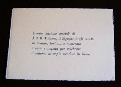 Il Signore degli Anelli, edizione Pelle Verde Rusconi 1984 copia n. 676