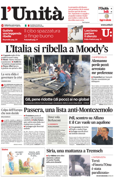 Prime pagine giornali: sabato 14 luglio 2012