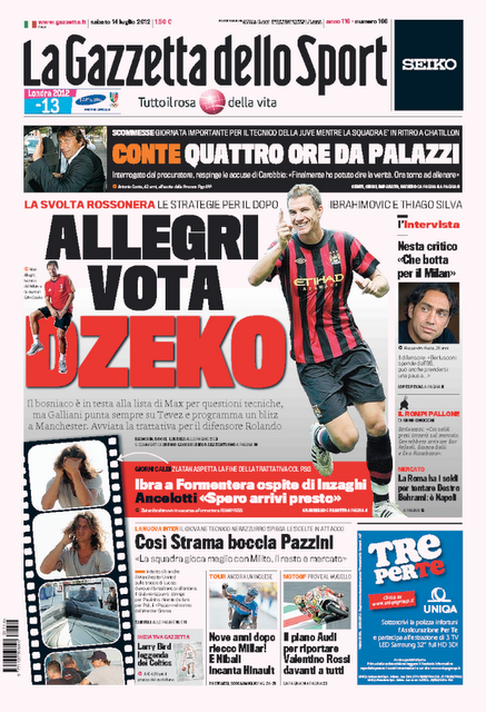 Prime pagine giornali: sabato 14 luglio 2012