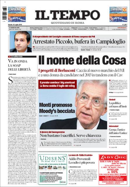 Prime pagine giornali: sabato 14 luglio 2012