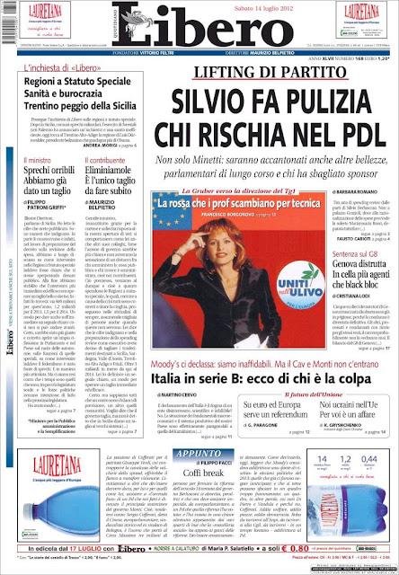 Prime pagine giornali: sabato 14 luglio 2012