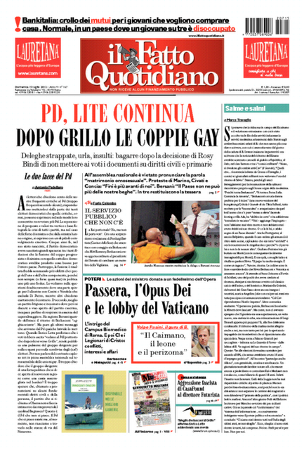 Prime pagine giornali: domenica 15 luglio 2012