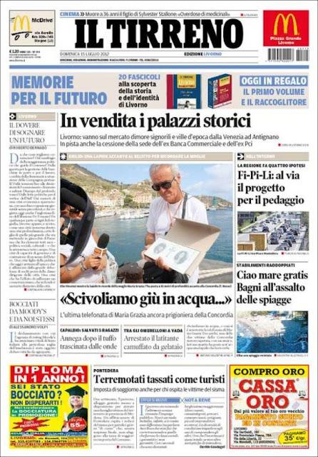 Prime pagine giornali: domenica 15 luglio 2012