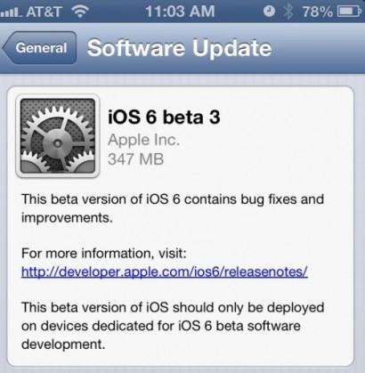 ios6 beta3 410x419 Apple: disponibile la beta 3 di iOS 6 iOS 6 beta aggiornamento 
