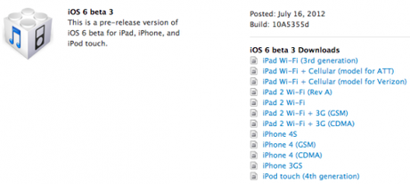 Apple rilascia iOS 6 beta 3 agli sviluppatori Apple rilascia iOS 6 beta 3 agli sviluppatori