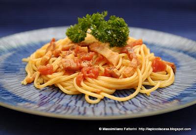 Gli spaghetti: variazione sulla pasta alla amatriciana o matriciana dir si voglia