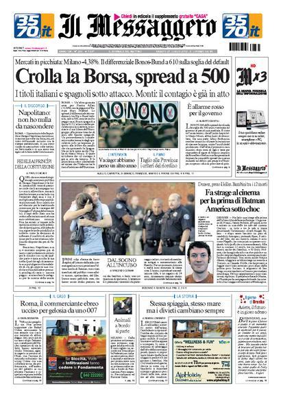 Prime pagine giornali: sabato 21 luglio 2012