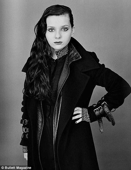 To this: Abigail, now 14, sports a grown-up goth look in the new US magazine Bullett