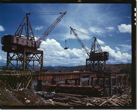 Construction work at the TVA's Douglas Dam. Tennessee, June 1942. Reproduction from color slide. Photo by Alfred T. Palmer. Prints and Photographs Division, Library of Congress