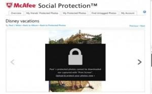 McAfee Social Protection impedisce la stampa, il download e la condivisione delle foto